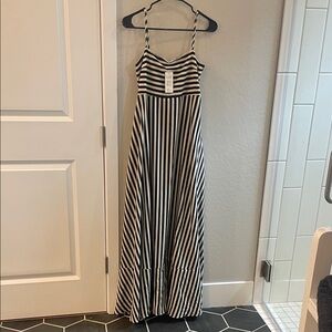 Cupshe Black & White Striped Spaghetti‑Strap Maxi Dress